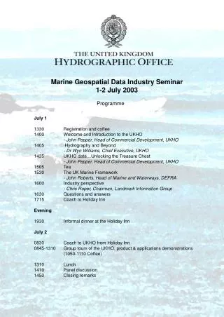 Marine Geospatial Data Industry Seminar 1-2 July 2003