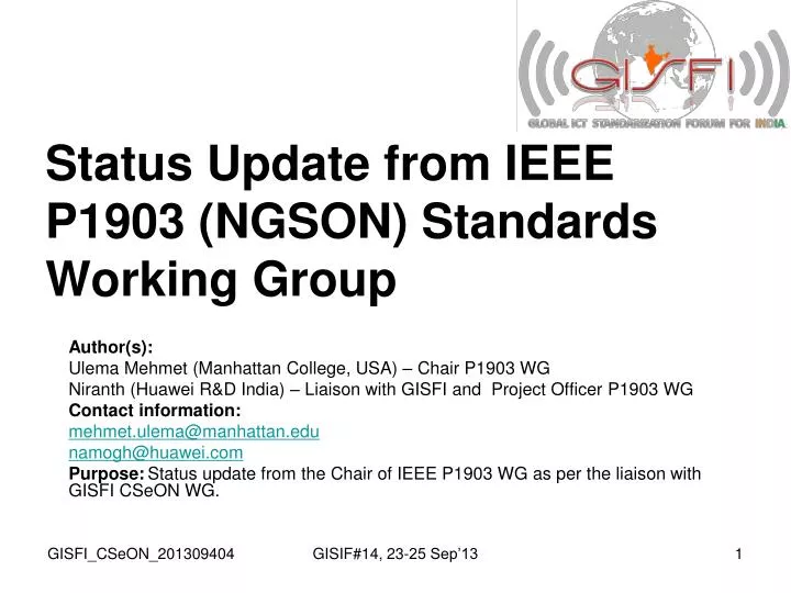 status update from ieee p1903 ngson standards working group