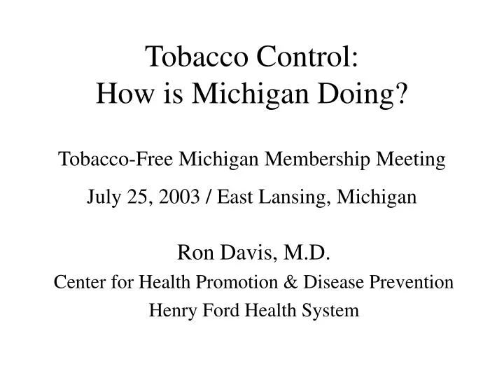 tobacco control how is michigan doing