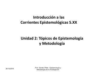 Introducción a las Corrientes Epistemológicas S.XX