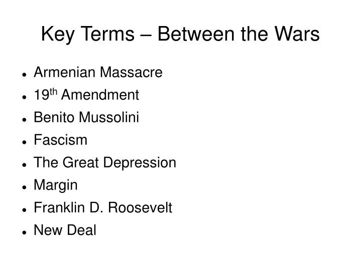 key terms between the wars