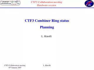 CTF3 Combiner Ring status Planning