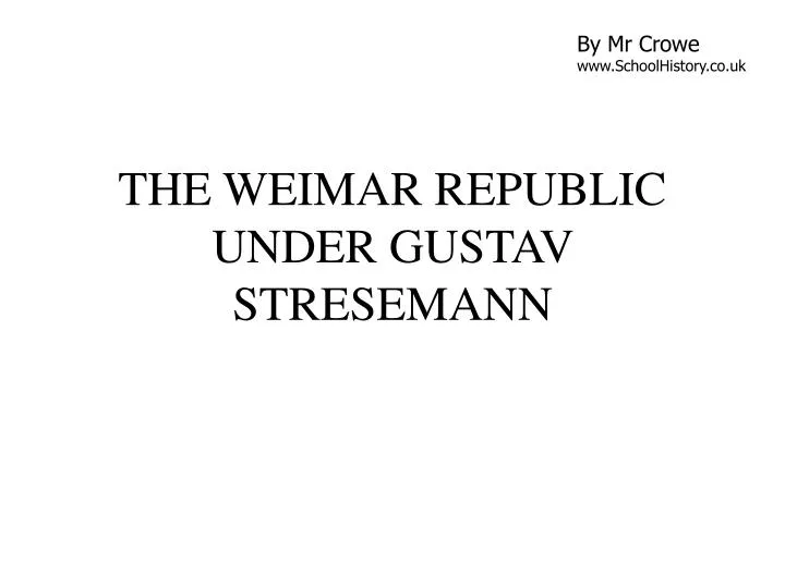 the weimar republic under gustav stresemann