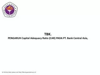 TBK. PENGARUH Capital Adequacy Ratio (CAR) PADA PT. Bank Central Asia,
