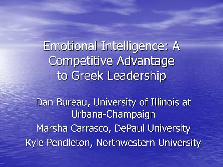 emotional intelligence a competitive advantage to greek leadership