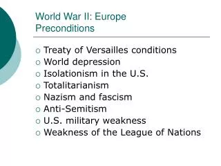 World War II: Europe Preconditions