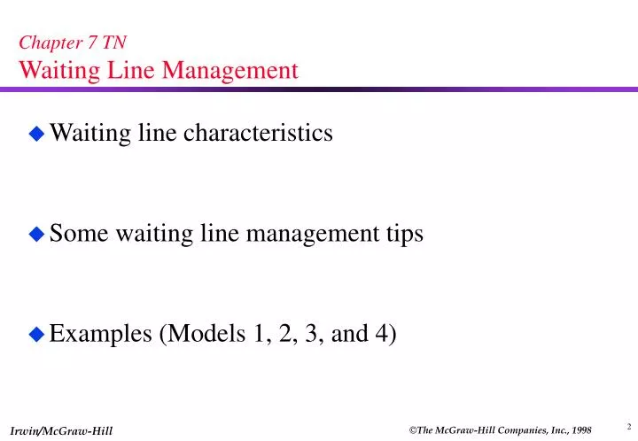 chapter 7 tn waiting line management