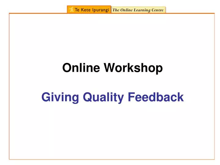 online workshop giving quality feedback