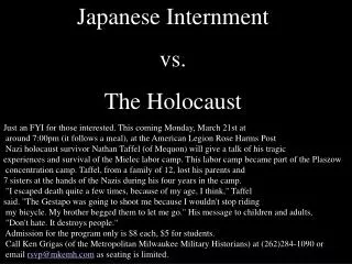 Japanese Internment vs. The Holocaust