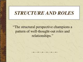 STRUCTURE AND ROLES