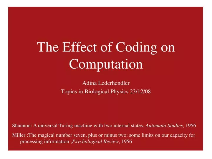 the effect of coding on computation