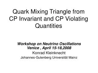 Quark Mixing Triangle from CP Invariant and CP Violating Quantities