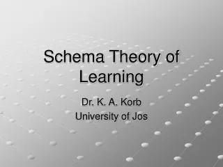 Schema Theory of Learning