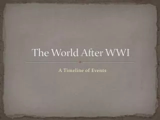 The World After WWI