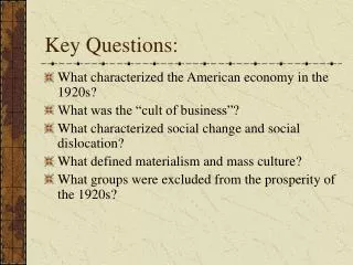 Key Questions: