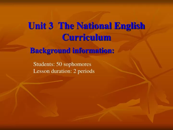 unit 3 the national english curriculum