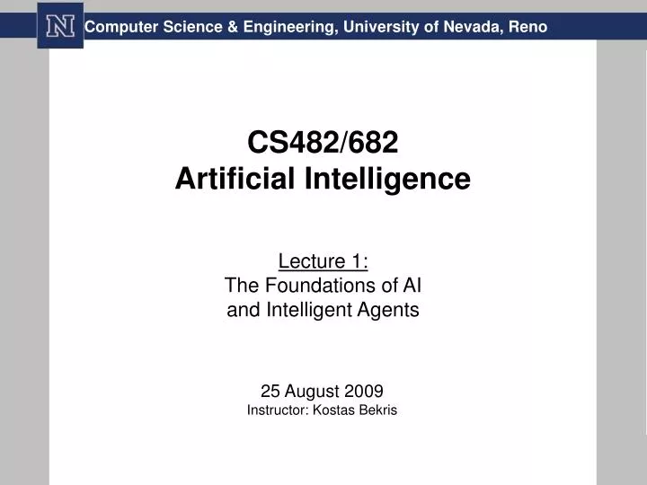 cs482 682 artificial intelligence