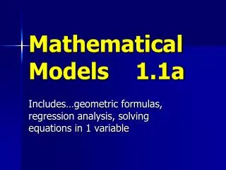 Mathematical Models 1.1a