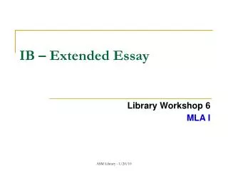 IB – Extended Essay