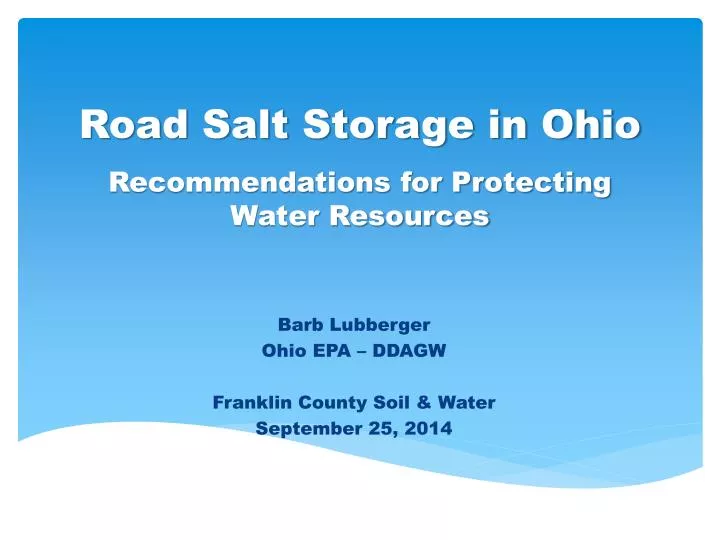 road salt storage in ohio recommendations for protecting water resources