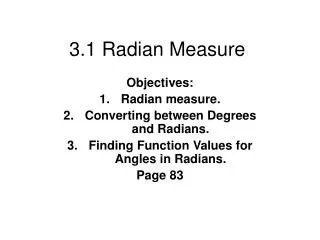 3.1 Radian Measure