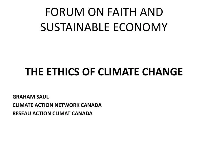 forum on faith and sustainable economy