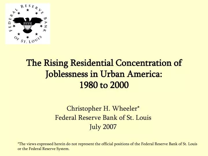 the rising residential concentration of joblessness in urban america 1980 to 2000