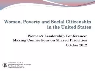 Women, Poverty and Social Citizenship in the United States