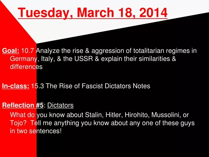 tuesday march 18 2014