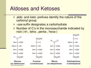 Aldoses and Ketoses