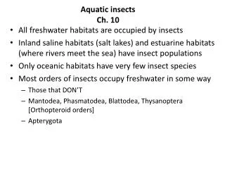 Aquatic insects Ch. 10