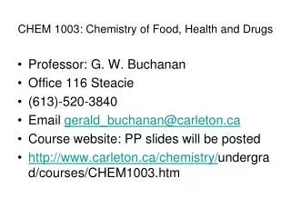 CHEM 1003: Chemistry of Food, Health and Drugs
