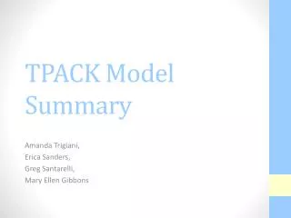 TPACK Model Summary