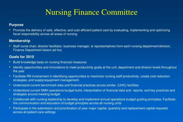 nursing finance committee
