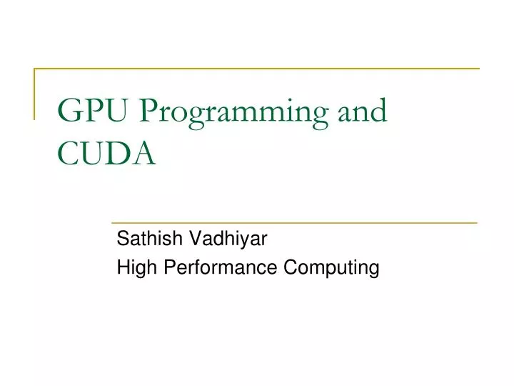 gpu programming and cuda