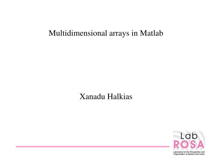 multidimensional arrays in matlab