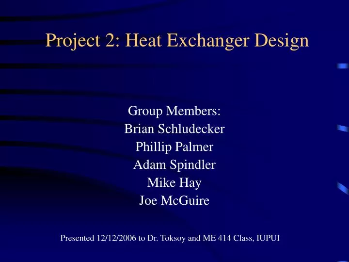 project 2 heat exchanger design