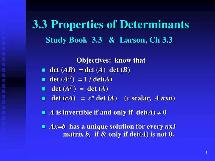 3 3 properties of determinants study book 3 3 larson ch 3 3