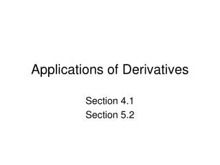 Applications of Derivatives