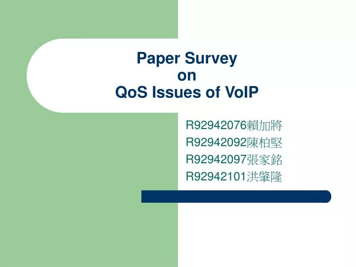 paper survey on qos issues of voip