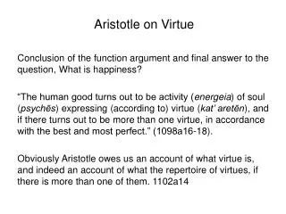 Aristotle on Virtue