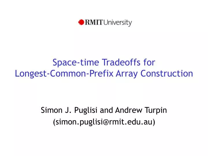 space time tradeoffs for longest common prefix array construction