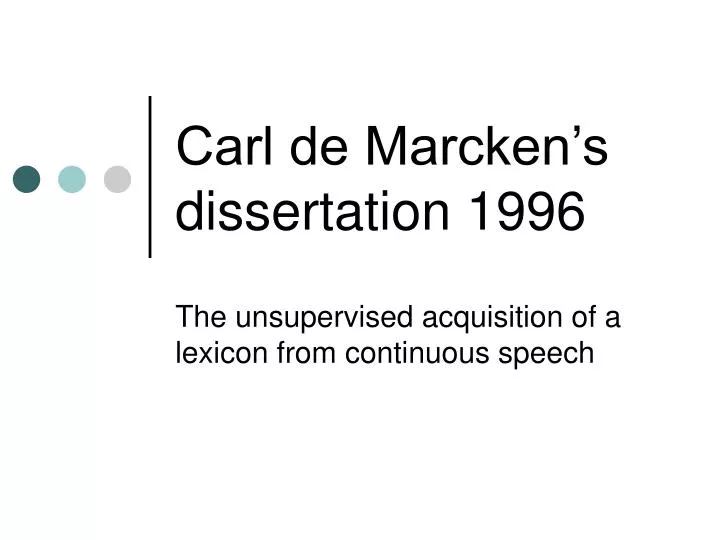 carl de marcken s dissertation 1996