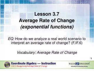 Lesson 3.7 Average Rate of Change (exponential functions)