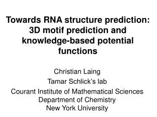 Towards RNA structure prediction: 3D motif prediction and knowledge-based potential functions