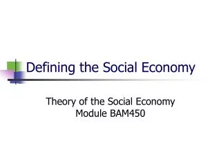 Defining the Social Economy