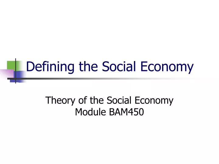 defining the social economy