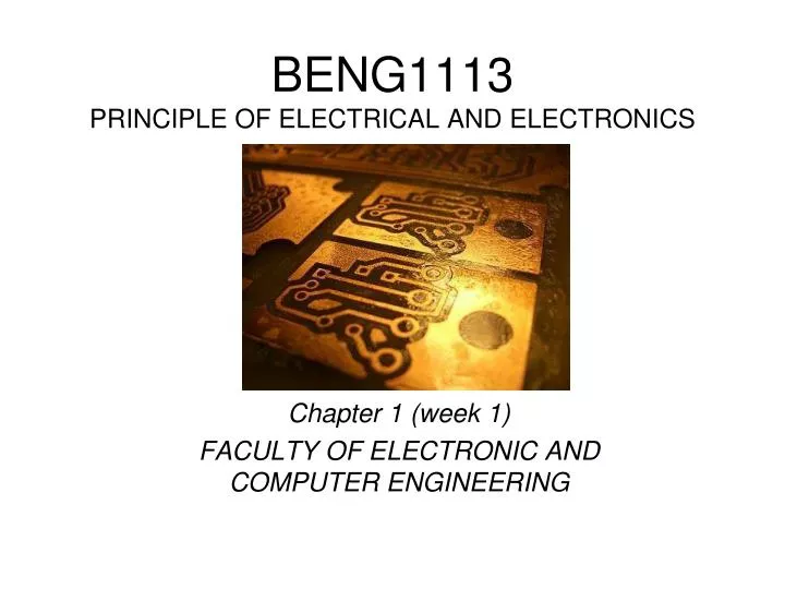 beng1113 principle of electrical and electronics