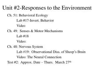 Unit #2-Responses to the Environment