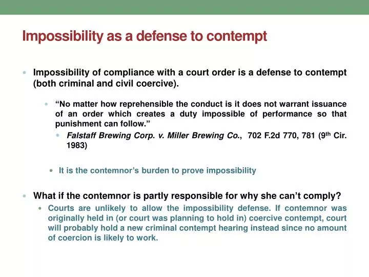 impossibility as a defense to contempt